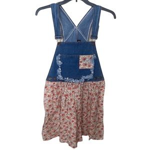 Switch Vintage Denim/Floral Overall Dress Size Medium